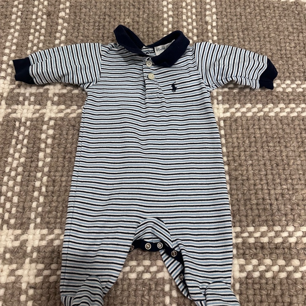 Polo by Ralph Lauren Navy and White Striped Bodysuit